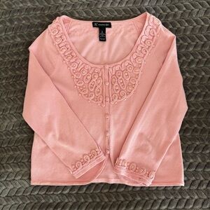 Pink Embroidered Cardigan
